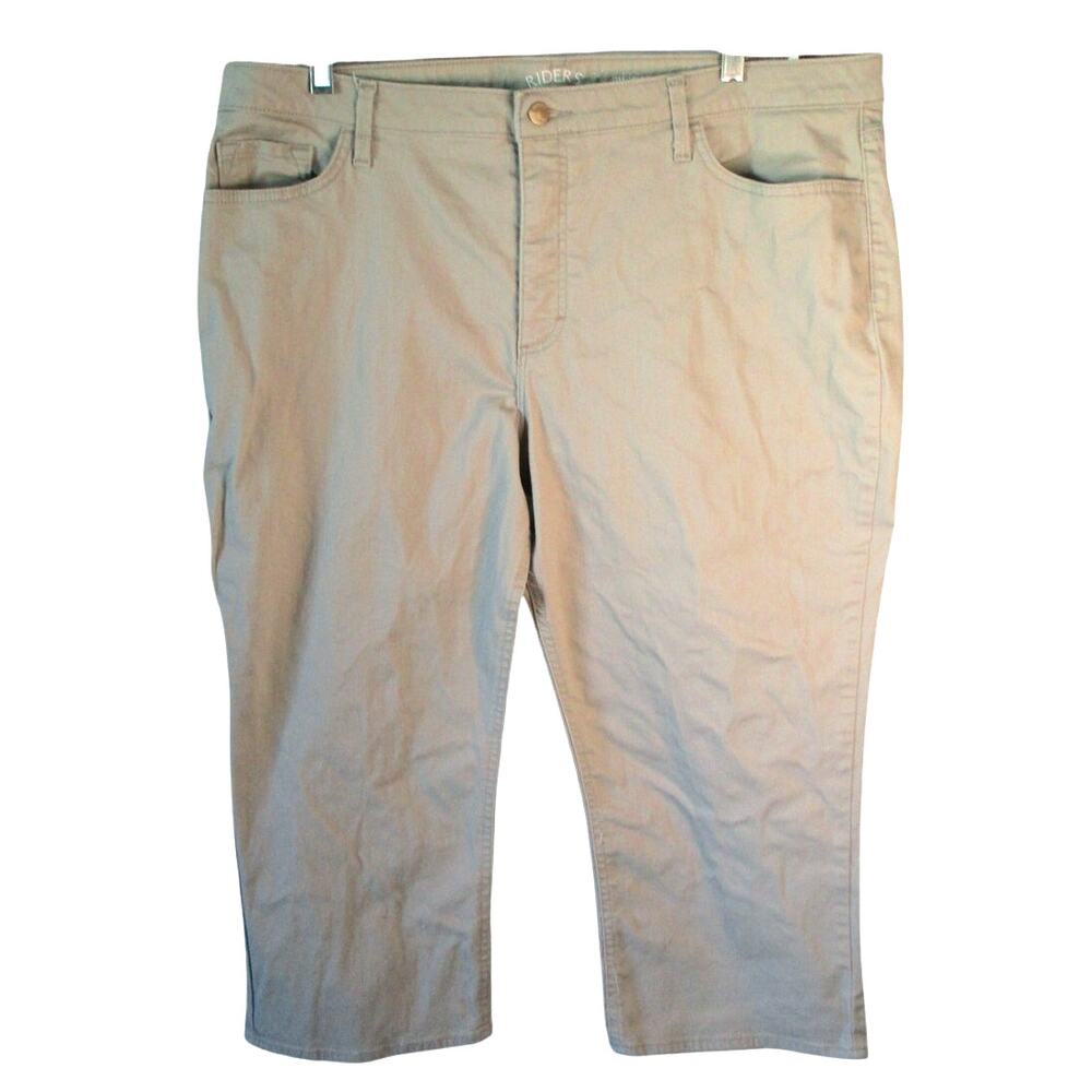Riders By Lee Women's Tan Mid Rise Stretch Zip Front Capri Pants Size 20